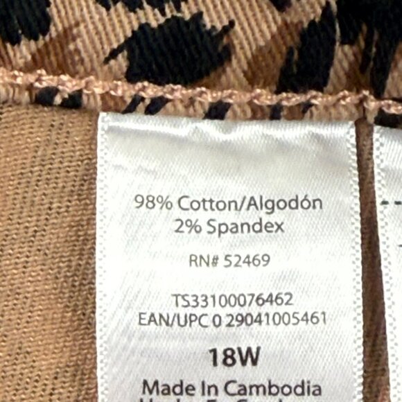 Terra & Sky Women's Core Straight Stretch Brown Leopard Denim Jeans Plus 18W NWT - Picture 6 of 10